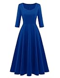 Berylove Kleid Blau Abschlusskleider Damen Kleider Elegant Blau Cocktailkleid Damen Elegant Für Hochzeit Damenkleider Festlich Freizeitkleider BLP8010 Royalblue L