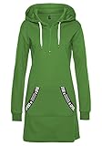 TrendiMax Damen Hoodie Kleid Herbst Langarm Sweatshirts Kapuzenpullover Streetwear Jumper Pullover Mini Kleider, Grün, L