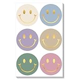 Smiley Sticker Set mit Goldfolie – 60 bunte Aufkleber (5 cm) mit glänzender Prägung – für Schule, Bullet Journal, Verpackung & DIY (60 Stück (10 Bögen), Smiley)