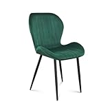 MARK ADLER Prince 2.0 Green | Küchenstuhl Wohnzimmerstuhl Polsterstuhl Akzentstuhl Design Stühle | 1 Stück | Sessel mit Rückenlehne | Sitzfläche aus Samt | Metallbeine | Wohnzimmer Esszimmer | Grün