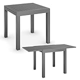 Juskys Gartentisch Laki 70x70 cm ausziehbar - Aluminium Esstisch zum Ausziehen - große Tischplatte - Alu Tisch Balkonmöbel Gartenmöbel Anthrazit