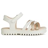 Geox J Coralie Gir Sandal, White/Platinum, 31 EU