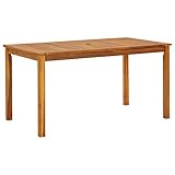 vidaXL Akazienholz Massiv Gartentisch Rustikal Witterungsbeständig Esstisch Holztisch Terrassentisch Tisch Gartenmöbel Balkontisch 140x80x74cm