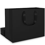 EUSOAR Geschenktüte Schwarz Mittel - 250gsm Papiertüten mit Henkel -10 stück M 27x8x21cm Kraftpapier Tüten Papiertragetasche Mittelgroß -Geschenktasche mit Griff - Einkaufstüten Papier Schwarz
