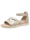 Tamaris Comfort Damen Sandalen flach mit Klettverschluss Geschlossene Ferse, Beige (Beige Glam), 40 EU