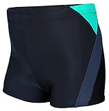 Aquarti Jungen Badehose Gestreift mit Motiven, Farbe: 020 Schwarz/Graphit/Grün, Größe: 134