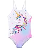 Einhorn Mädchen Badeanzug Regenbogen Badeanzüge Einteilige Schwimmen Bademode für 4 Jahre Kinder Verstellbarer Kleinkind Schwimmbekleidung Hawaiian Beach Strand Schwimmbad Urlaub
