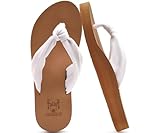 KuaiLu Flip Flops Damen Weich Stoff Zehentrenner Frauen Bade Sandalen Bequeme Füße Badelatschen Yoga Matte Fussbett Sommer Strand Zehensandalen Rutschfest Gummi Indoor Outdoor Weiß Khaki 41