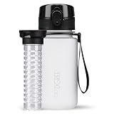 720°DGREE Kinder Trinkflasche 350ml “uberBottle“ softTouch +Früchtebehälter - Auslaufsicher, BPA-Frei - Für Schule, Kindergarten, Mädchen & Jungs ab 3 Jahre - Kleine Wasserflasche, Leicht, Stoßfest