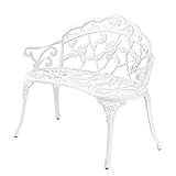 Bonnlo Gartenbank Metall Aluminium Rose, wetterfeste Sitzbank für 2 Sitzer, antike Sitzbank mit Rückenlehne, Bänke für Terrase, Balkon, Garten, Hof, Weiß​ (Weiß​)