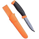 Morakniv Messer - Companion - rostfreier Sandvik Stahl 12C27 - zweifarbiger Griff - neonfarbene Scheide mit Gürtelclip, 134510