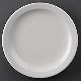 Olympia Athena Teller mit schmalem Rand, 205 mm (12 Stück), weißes Porzellan, Speiseteller-Set, Restaurantgeschirr, Essgeschirr – mikrowellengeeignet, CF362