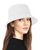 BFONS Unisex Eimer Hut für Frauen Männer Baumwolle Sommer Sonne Strand Hut, Denim verpackbar Fischer Cap für Casual, Reisen, Sport, weiß