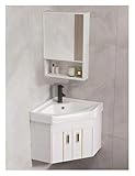 DMBBSAPBSH Eckwaschbecken mit Unterschrank, Waschbeckenunterschrank for kleine Räume, Eckwaschtisch zur Wandmontage mit Waschbecken und Handwaschbecken(White,56cm/22in)