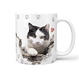 Katzen-Tasse: Liebe zum Haustier | Kaffee-Tasse | Geschenk für Katzenliebhaber Katzenbesitzer | Haustierliebe | Geschenkidee | Keramik 330ml (Hauskatze schwarz | weiss)