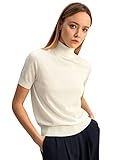 LilySilk Damen Seide Kaschmir Pullover mit Rollkragen, Mittlere Ärmel Weiche, elastische Salomon Pullover Top mit regulärer Passform(Natur-Weiß,M)