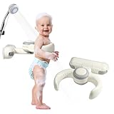 Orzbow Baby Dusche Ständer, Faltbar & Höhenverstellbare Baby Badewanne Stand für 6-36 Monate, Stabiler Vakuum-Saugnapf für Alle Glatten Oberflächen, Wandmontierte, Schimmel, 1-Sekunden-Montage, Grau