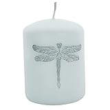 G Decor Elegante Stumpenkerzen mit Libellen-Motiv, Weiß, für Jahrestag, neues Zuhause (kleine Stumpe)