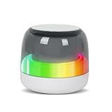 Klein Bluetooth Lautsprecher mit Licht, Tragbarer Musikbox LED Bluetooth Box mit FM Radio, Kabelloser Lautsprecher mit U-Disk und TF-Karte und USB, 800mAh (Weiß)