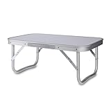 Spetebo Mini Campingtisch weiß klappbar - 56 x 34 cm - Aluminium Klapptisch niedrig - Alu Garten Picknick Angler Tisch klein tragbar