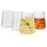 hotder Tritan-Kunststoff weingläser 354 ml, Wassergläser Trinkgläser Saftgläser 4er set, spülmaschinenfest, Perfekt für zu Hause, Camping, Party, BPA-frei Vertikale Gestaltung