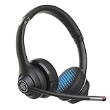 JLab Go Work Headset mit Mikrofon Bluetooth, 45+ Std. Akku, On Ear Wireless Headset mit Mikrofon und Multipoint, Kabellos oder mit Kabel, für PC, Handy, Büro