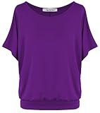 Van Der Rich ® - Oversize T-Shirt mit Fledermausärme - Damen(Violett, L)