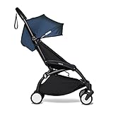 BABYZEN YOYO2 Kinderwagen (Kinderwagengestell Black und 6+ Textile Set Air France Blue) - mit Gurt, Rückenlehne, Verdeckbügel, Schultergurt, Aufbewahrungstasche, Sitzpolster und farbgleichem Verdeck