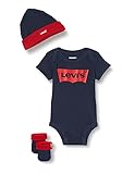 Levi's Kids Classic batwing infant hat bodysuit bootie set 3pc Unisex Baby Dress Blues 0-6 Monate
