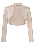 KOJOOIN Damen Bolero Kurze Strickjacke Festlich Kurz Cardigan Elegant Schulterjacke A-Champagner S（Verpackung MEHRWEG）