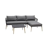 Riess Ambiente Outdoor Gartenlounge Ipanema 240cm anthrazit Aluminium Teakholz wetterfest Lounge Terrassenlounge Balkonbank Sitzecke L-Form Relaxlounge