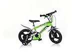 Dino Bikes Jungen Kinderfahrrad grün 412U Jungenfahrrad – 12 Zoll | TÜV geprüft | Original | Kinderrad mit Stützrädern - Das Fahrrad als Geschenk für Jungen