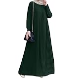 Topassion Gebetskleid Damen Langarm Islamische Kleid Kaftan Robe Ramadan Kleidung Muslim Kleidung Einteiliges Arabisches islamisches Kleid Ethnisches Gebetskleidung Abaya Muslimisches(Dark Green,5XL)