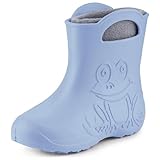 Ladeheid EVA Kinder Jungen Mädchen Gummistiefel Regenschuhe gefüttert LA-CA-03 (Hellblau, 22/23 EU)