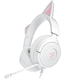 Razer Kraken Kitty V3 X - Kabelgebundenes Kitty-Headset für Gaming - Kultige Kitty-Ohren - 270g leicht - HyperClear Kardioid Mikrofon - Triforce 40mm Treiber - 3,5mm Klinkenstecker | Weiß
