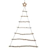 GWHOLE Holzleiter Weihnachtsbaum zum Aufhängen Adventskalender Deko Weihnachten Wanddeko 90 x 60 cm