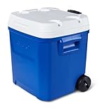 Igloo Passiv-Kühlbox Laguna 60 blau, 56 Liter, Isolierbox mit Rollen und Teleskopgriff für Camping, Freizeit und Festivals
