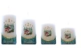 Meissner-Handel Auswahl - Weihnachtskerze/Adventskerze/Adventskalender - 4 Kerzen - farbig getaucht, grün - jeden Advent EIN Stückchen abbrennen - Auswahl Motiv
