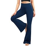 FuelMeFoot Flared Yogahose Damen Leggings High Waist Schlaghose Blickdicht Leggins Bootcut Jogginghose Jazzpants mit Bauchkontrolle Fitness.1 Pack-04-Navy Blau L