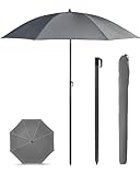 Menz Sonnenschirm Balkon 180 cm + Sonnenschirmhülle - UV50+ Sonnenschirm Strand, Balkonschirm mit Knickfunktion, Gartenschirm, Strandschirm - Fb. Anthrazit