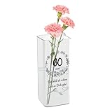 Blumenvase für 60. Jahrestag, Vase zum 60. Geburtstag mit Gravur, Glasvase mit Alter und Spruch als 60 Geburtstagsgeschenk für Frauen, Geschenk für Frauen Ehefrau Mama Oma zum 60. Geburtstag