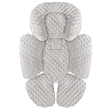 Baby Autositz-Kissen, Kopf- und Körperstütze für Neugeboreneneinsatz, 2-in-1 reversibles Babysitz-Kissen, weiche Kinderwagen-Einlage für Autositze, Babywippen, Kinderwagen und Schaukeln (Grau)