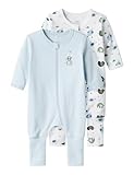 NAME IT Baby-Jungen NBMNIGHTSUIT 2P Zip FF Elephant NOOS Schlafanzug, Baby Blue, 74 (2er Pack)