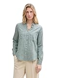 TOM TAILOR Damen 1035247 Bluse mit Brusttaschen aus Baumwolle, 30024-Explorer Green, 44