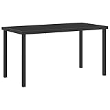 vidaXL Rechteckiger Terrassentisch Metall für draußen Platz für 6 Wetterfest modernes Design Schwarze Oberfläche | Abmessungen: 140 x 70 x 73 cm Ideal für Zusammenkünfte