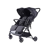 Novi Baby® Foss Go Duo, Zwillingsbuggy von Geburt an bis 15 kg (ca. 3 Jahre), extra großer Korb, leicht und klein faltbar, 5-Punkt-Sicherheitsgurt