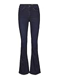 Noisy May Damen Flared Schlag Jeans | High Waist Denim Stretch Hose | Wide Vintage Pants NMSALLIE, Farben:Dunkelblau, Größe:30W / 30L