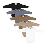 MEA BABY Unisex Langarm Body aus 100% Baumwolle im 5er Pack, Mit Aufdruck für Mädchen und Jungen (74, Jungen 3)