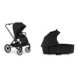 hauck Kinderwagen 2in1 Walk N Care Set, Babywanne mit Memory-Knöpfen, Sitz wend- und höhenverstellbar, Teleskopgriff, bis 25 kg, Liegefunktion, Beindecke, Federung, UV-Schutz 50+, Faltbar, Schwarz