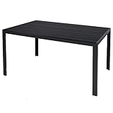 Mojawo Aluminium Gartentisch anthrazit/schwarz Esstisch Gartenmöbel Tischplatte aus WPC Holzimitat wetterfest 125x70x74cm